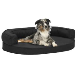 Ergonomisk hundeseng med linutseende 75×53 cm svart