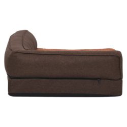 Ergonomisk hundeseng med linutseende og fleece 75×53 cm brun