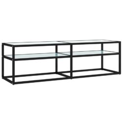 TV-benk hvit marmor 140x40x40,5 cm herdet glass