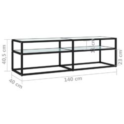 TV-benk hvit marmor 140x40x40,5 cm herdet glass