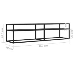 TV-benk svart 160x40x40,5 cm herdet glass