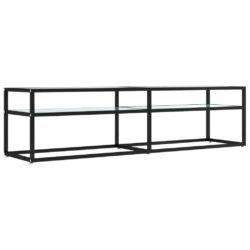 TV-benk hvit marmor 160x40x40,5 cm herdet glass