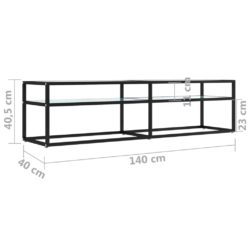 TV-benk hvit marmor 160x40x40,5 cm herdet glass