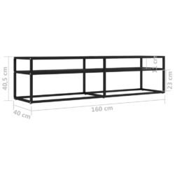 TV-benk svart marmor 160x40x40,5 cm herdet glass