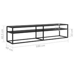 TV-benk svart 180x40x40,5 cm herdet glass