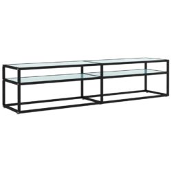 TV-benk hvit marmor 180x40x40,5 cm herdet glass