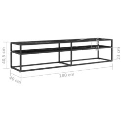 TV-benk svart marmor 180x40x40,5 cm herdet glass