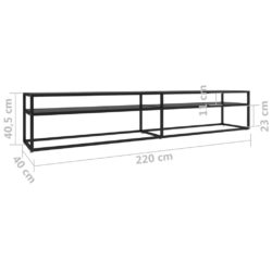 TV-benk svart 220x40x40,5 cm herdet glass