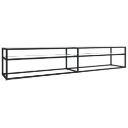 TV-benk hvit marmor 220x40x40,5 cm herdet glass