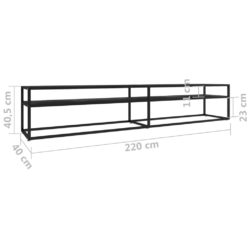 TV-benk svart marmor 220x40x40,5 cm herdet glass