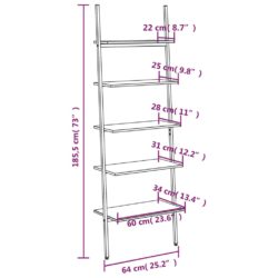 Stigehyller 5 etasjer lysebrun og svart 64x34x185,5 cm