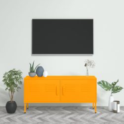 TV-benk sennepsgul 105x35x50 cm stål