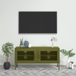 TV-benk olivengrønn 105x35x50 cm stål