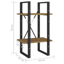 Bokhylle 2 nivåer 40x30x70 cm heltre furu