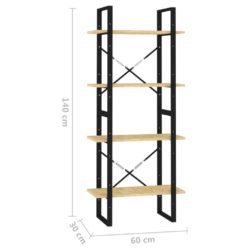 Bokhylle 4 nivåer 60x30x140 cm heltre furu