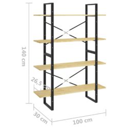 Bokhylle 4 nivåer 100x30x140 cm heltre furu