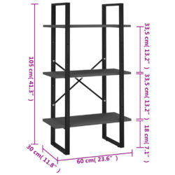 Oppbevaringshylle grå 60x30x105 cm konstruert tre