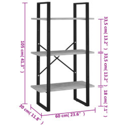 Oppbevaringshylle betonggrå 60x30x105 cm konstruert tre