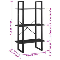 Oppbevaringshylle 60x30x105 cm heltre furu svart