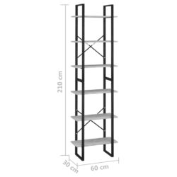 Oppbevaringshylle betonggrå 60x30x210 cm konstruert tre