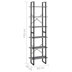 Oppbevaringshylle grå 60x30x210 cm heltre furu