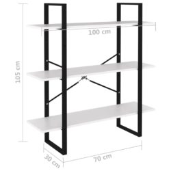 Bokhylle hvit 100x30x105 cm konstruert tre