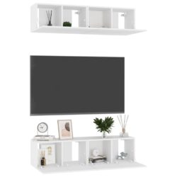 TV-benker 4 stk hvit 60x30x30 cm konstruert tre