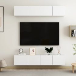 TV-benker 4 stk hvit 80x30x30 cm konstruert tre