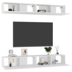 TV-benker 4 stk hvit 100x30x30 cm konstruert tre