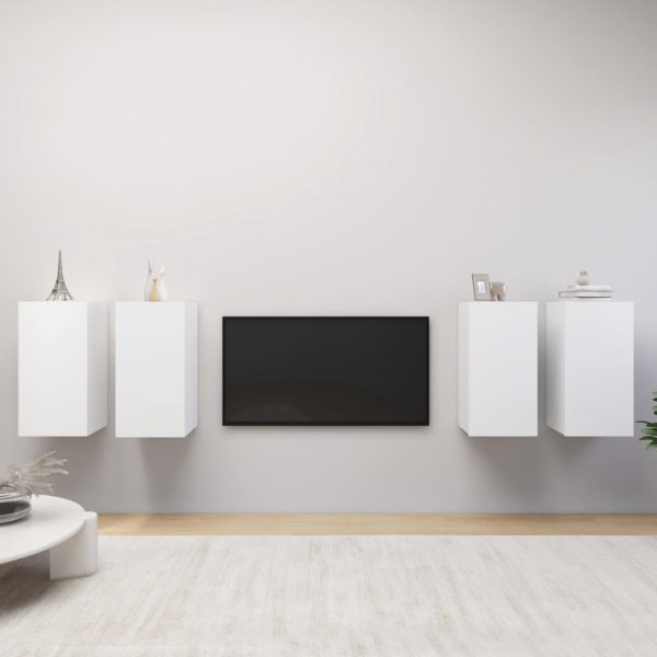 TV-benker 4 stk hvit 30,5x30x60 cm konstruert tre