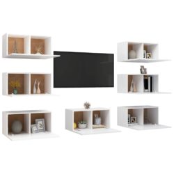 TV-benker 7 stk hvit 30,5x30x60 cm konstruert tre