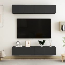 TV-benker 4 stk svart 80x30x30 cm konstruert tre