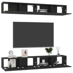 TV-benk 4 stk svart 100x30x30 cm konstruert tre