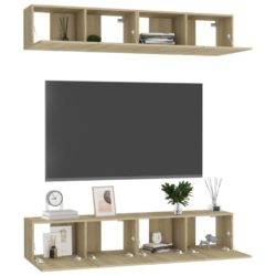 TV-benker 4 stk sonoma eik 80x30x30 cm konstruert tre