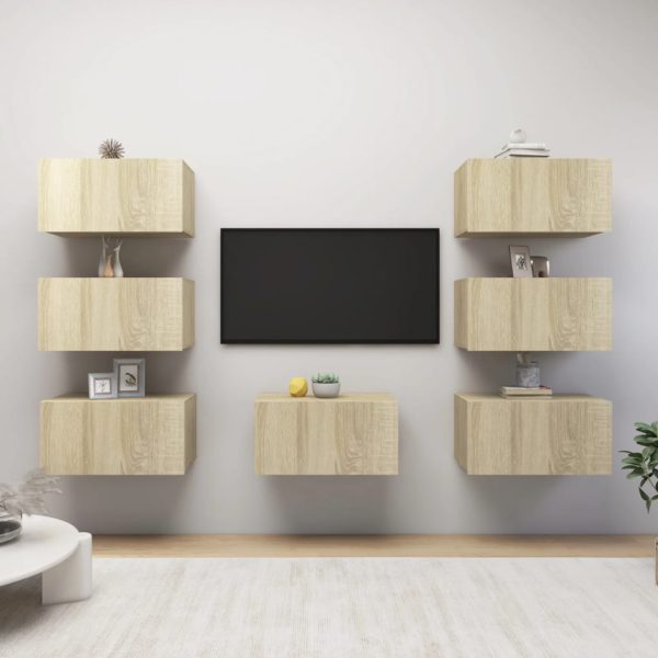 TV-benker 7 stk sonoma eik 30,5x30x60 cm konstruert tre