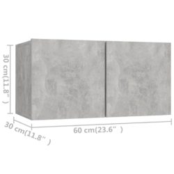 TV-benker 4 stk betonggrå 60x30x30 cm konstruert tre