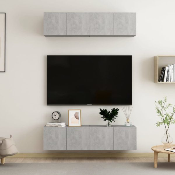 TV-benker 4 stk betonggrå 60x30x30 cm konstruert tre