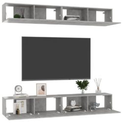 TV-benker 4 stk betonggrå 100x30x30 cm konstruert tre