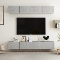 TV-benker 4 stk betonggrå 100x30x30 cm konstruert tre