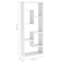 Vegghylle høyglans hvit 36x16x90 cm konstruert tre