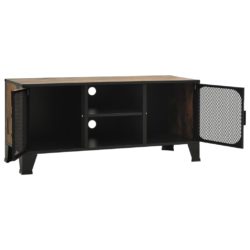 TV-benk rustikk brun 105x36x47cm metall og MDF