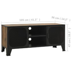 TV-benk rustikk brun 105x36x47cm metall og MDF