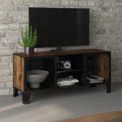 TV-benk rustikk brun 105x36x47cm metall og MDF