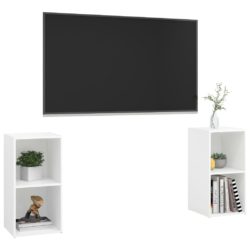 TV-benker 2 stk hvit 72x35x36,5 cm konstruert tre