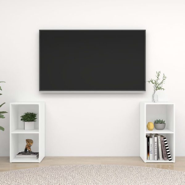 TV-benker 2 stk hvit 72x35x36,5 cm konstruert tre