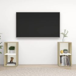 TV-benker 2 stk hvit og sonoma eik 72x35x36,5 cm konstruert tre