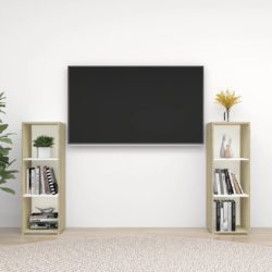 TV-benker 2 stk hvit og sonoma eik 107x35x37 cm konstruert tre