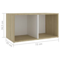 TV-benker 2 stk hvit og sonoma eik 72x35x36,5 cm konstruert tre