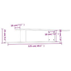 Veggmontert TV-hylle sonoma eik 125x18x23 cm sponplate