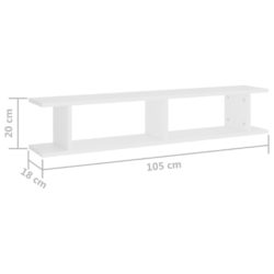 Vegghyller 2 stk hvit 105x18x20 cm konstruert tre